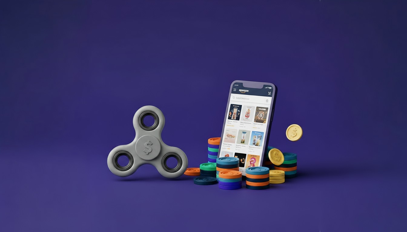 Visual showing an old-school product idea on the left (fidget spinner) and an AI-powered product discovery tool on the right.